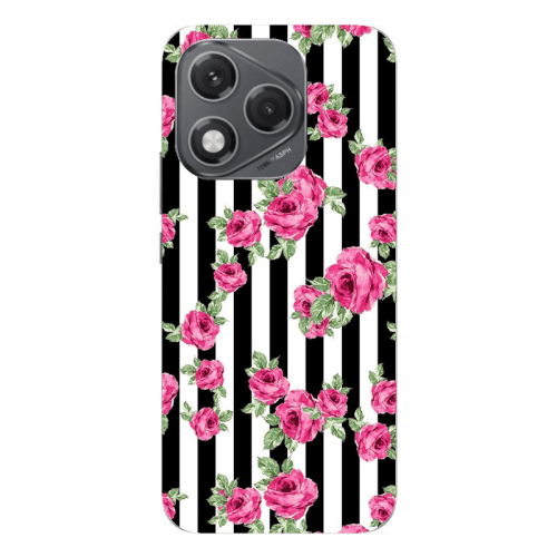 Honor 400 Lite Roses and black line Transparent Silicone TPU Θήκη